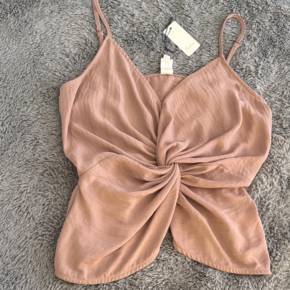 Twist-Front Spaghetti Strap Cami in Mauve